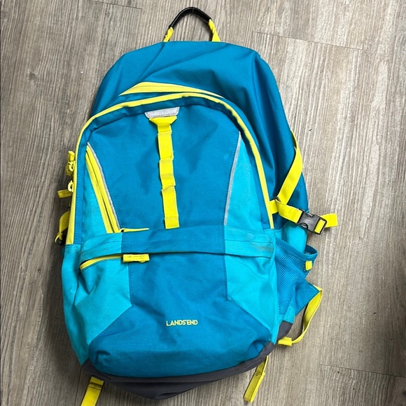 Lands' End Blue and Yellow Backpack with Classic Design - Picture 1 of 4